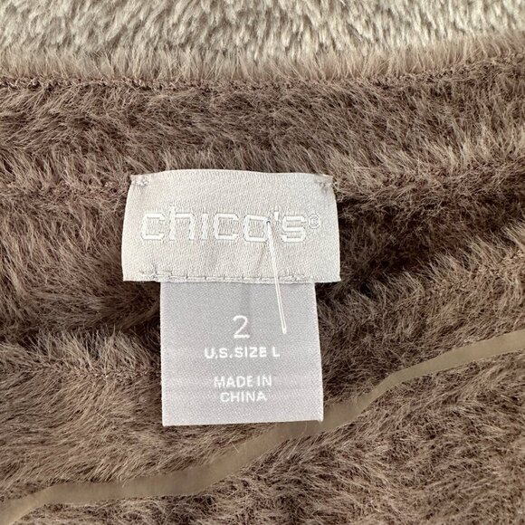 Chico's Fuzzy Long Sleeve Sweater Neutral Women's size 2 LARGE - Picture 3 of 6